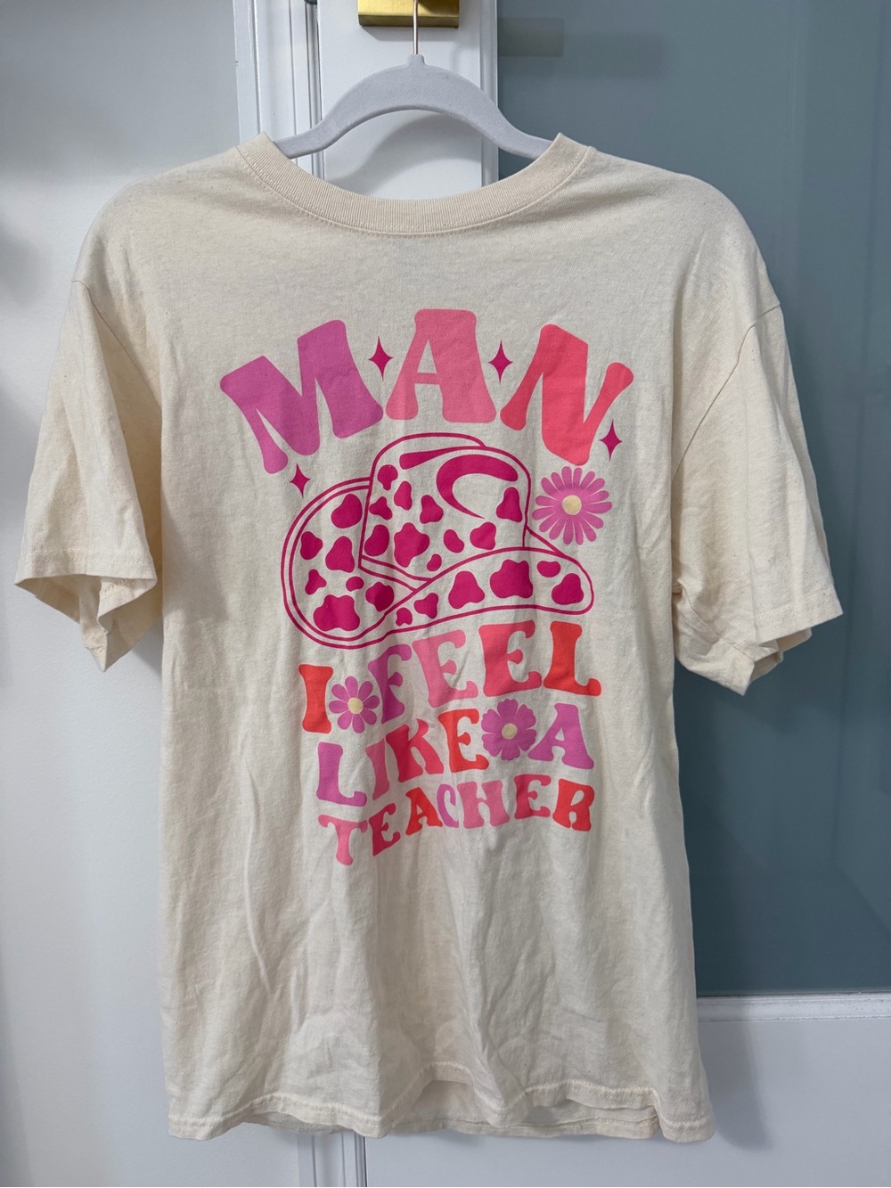 Teacher Graphic Tee with Pink & Hot Pink Print